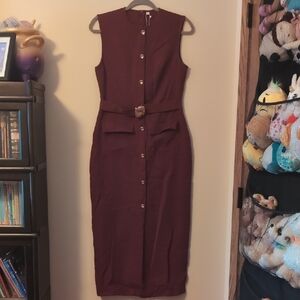 Elegant Burgundy Sleeveless Dress NWOT